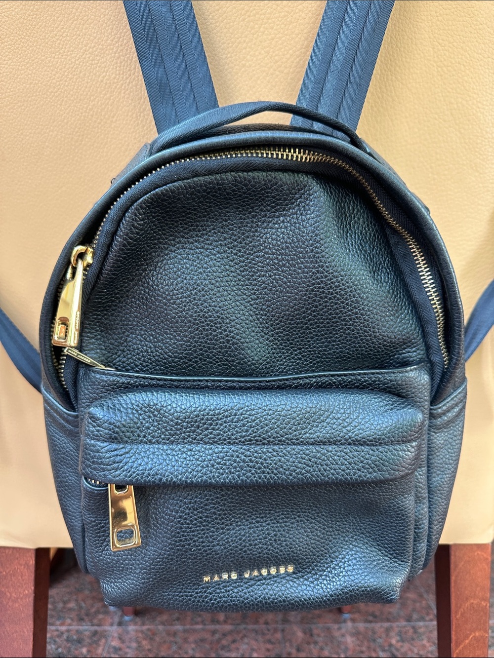 Marc Jacobs black Pebbled Leather MINI Backpack with Gold Hardware